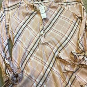 WHBM Plaid Blouse